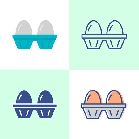 Two eggs pack icon set in flat and line styleのイラスト素材