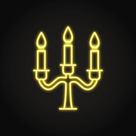 Candelabrum with candles icon in neon line styleのイラスト素材