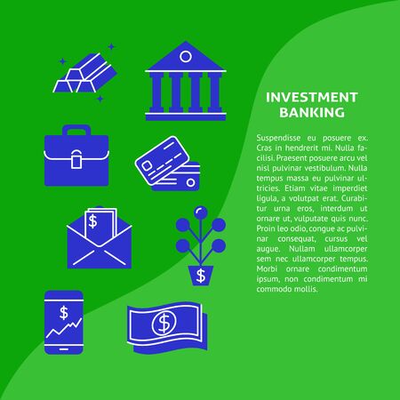 Investment banking banner in flat style with textのイラスト素材