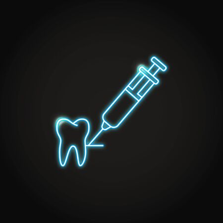 Neon tooth anesthesia icon in line styleのイラスト素材