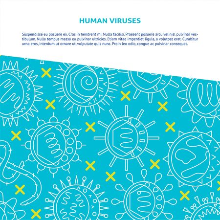 Human viruses banner in thin line styleのイラスト素材
