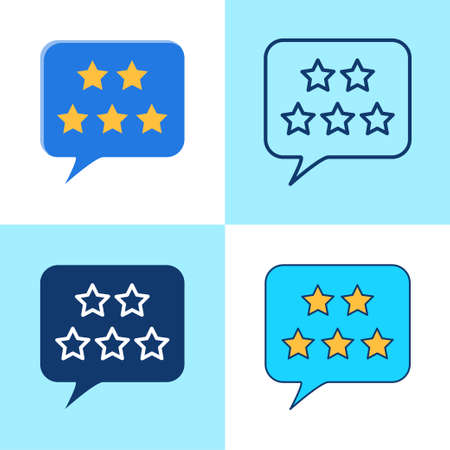 Customer review icon set in flat and line styleのイラスト素材