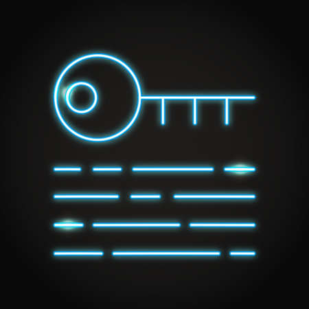 Digital key icon in neon line styleのイラスト素材