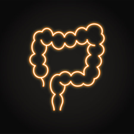 Neon large intestine icon in line styleのイラスト素材