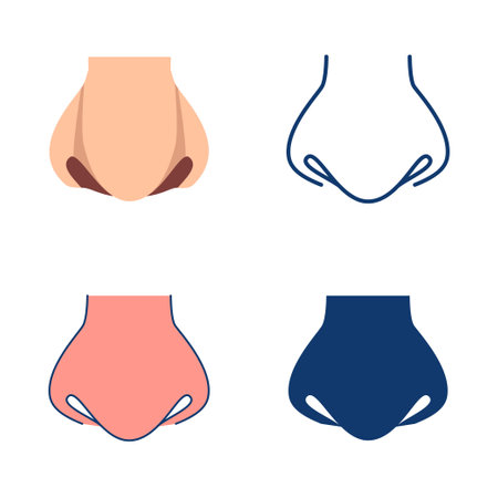Nose icon set in flat and line styleのイラスト素材