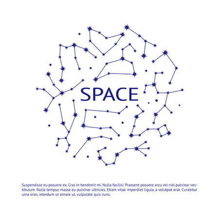 Space banner with zodiac constellation symbols and place for textのイラスト素材