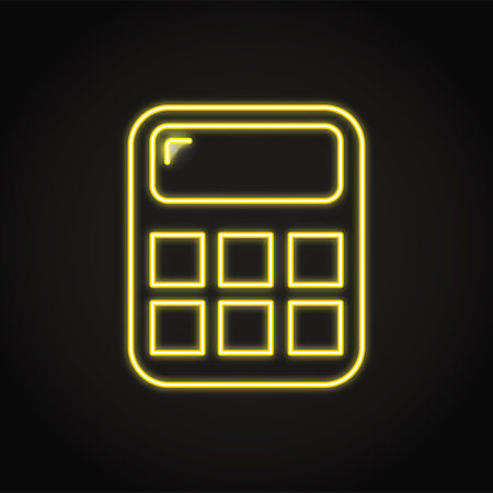 Neon simple calculator icon in line style. Math counting symbol. Vector illustration.のイラスト素材