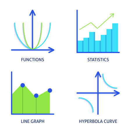Math science icons set in flat styleのイラスト素材