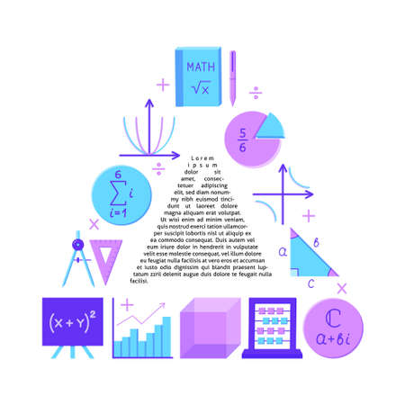 Mathematics triangle frame banner in flat styleのイラスト素材