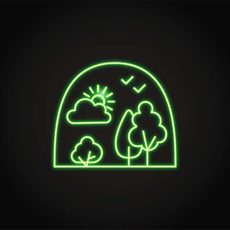 Neon ecosystem and environment icon in line styleのイラスト素材