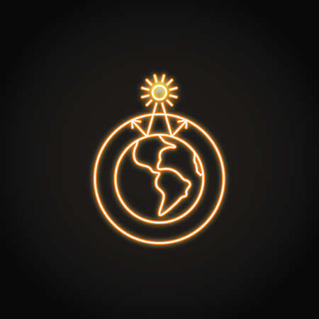 Neon greenhouse effect icon in line styleのイラスト素材