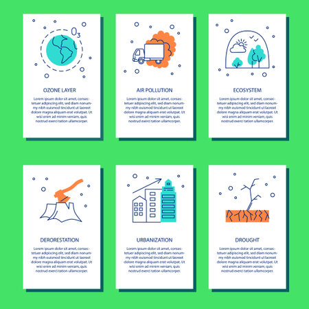 Ecology problems flyer set with place for textのイラスト素材
