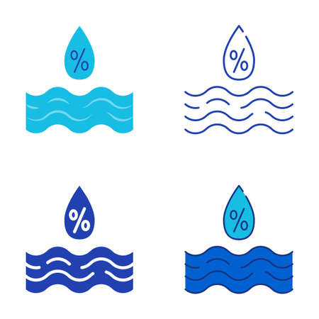 Relative humidity icon set in flat and line styleのイラスト素材