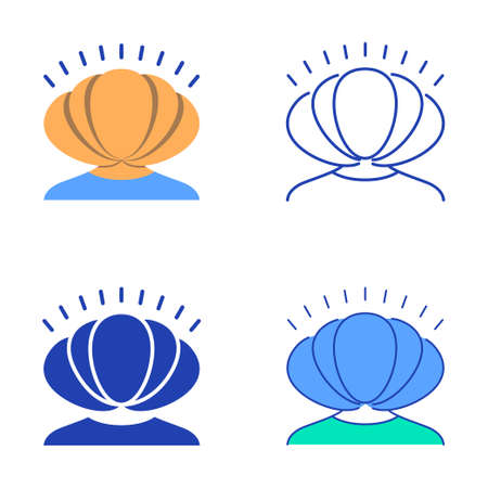 Anxious distress icon set in flat and line styleのイラスト素材