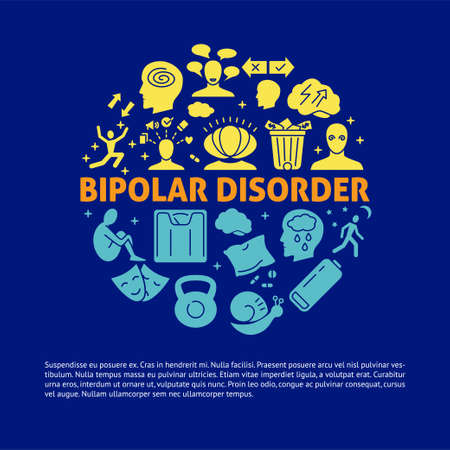 Bipolar disorder round banner in flat styleのイラスト素材