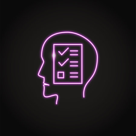 Neon obsessive-compulsive disorder icon in line styleのイラスト素材