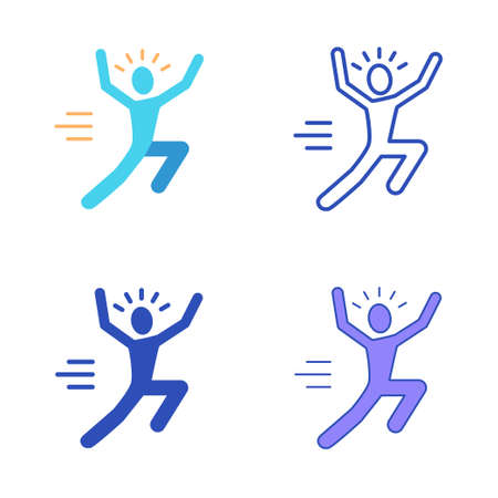 Person with ADHD icon set in flat and line styleのイラスト素材
