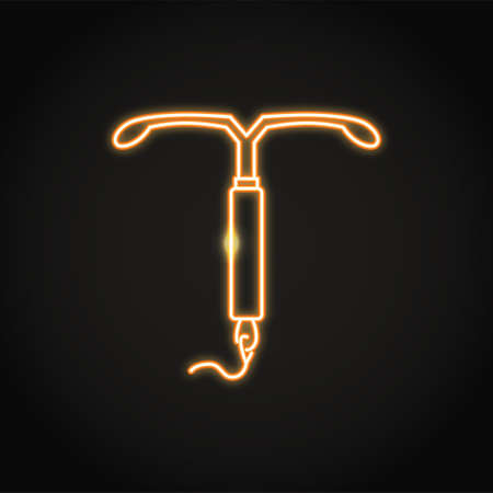 Neon intrauterine device icon in line styleのイラスト素材