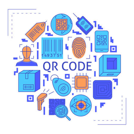 Qr code icon set in flat and line style