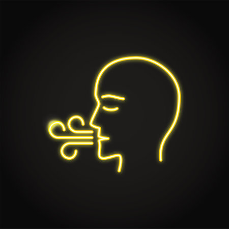 Neon deep breath icon in line styleのイラスト素材
