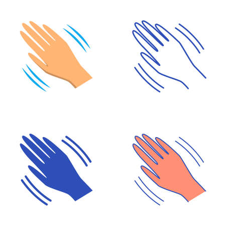 Trembling icon set in flat and line styleのイラスト素材