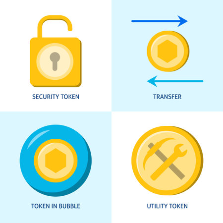 token icon set in flat styleのイラスト素材