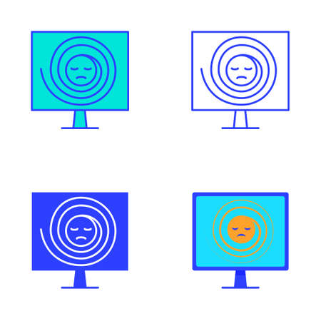Computer monitor with sad smiley iconのイラスト素材