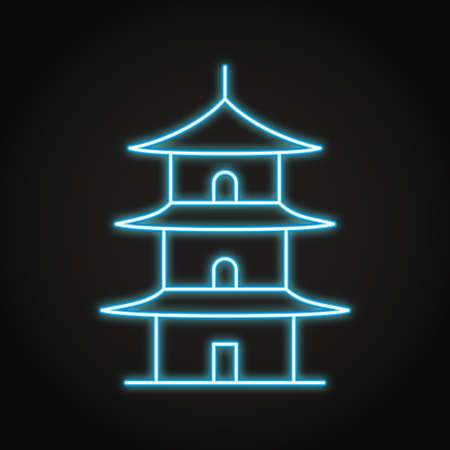 Pagoda neon icon in line styleのイラスト素材