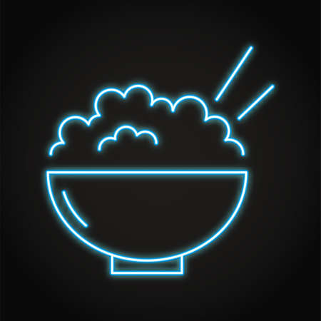 Bowl with rice neon iconのイラスト素材