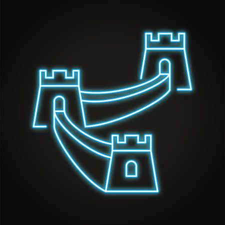 The Great wall of China neon iconのイラスト素材