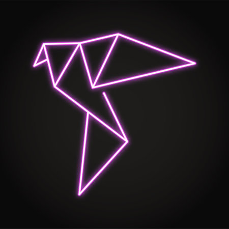 Origami neon icon in line styleのイラスト素材