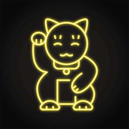 Maneki neko neon icon in line styleのイラスト素材