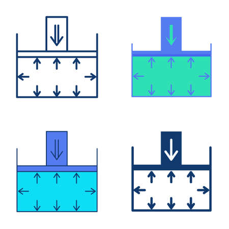 Pressure force icon set in flat and line styleのイラスト素材