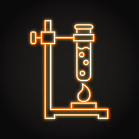 Lab stand with vial neon iconのイラスト素材