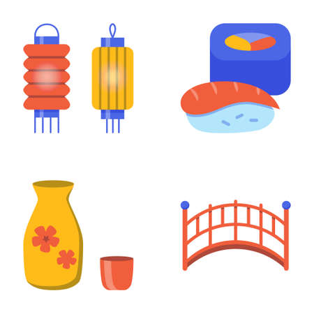 Japan traditional symbols icon setのイラスト素材