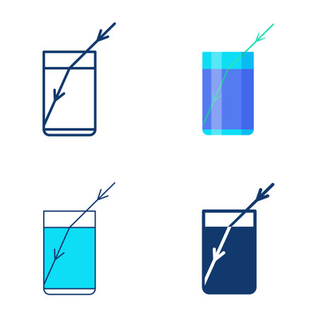 Refraction of light in glass icon setのイラスト素材