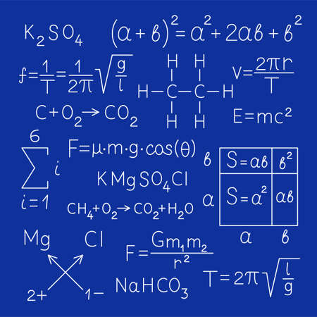 Poster with scientific formulas and equationsのイラスト素材