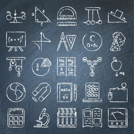 Education icon set on blackboardのイラスト素材
