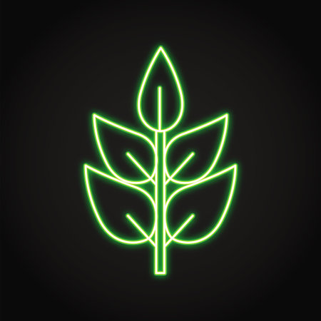 Neon plant branch icon in line styleのイラスト素材
