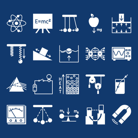 Physics icon set in glyph styleのイラスト素材