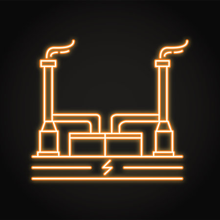 Neon geothermal power plant iconのイラスト素材