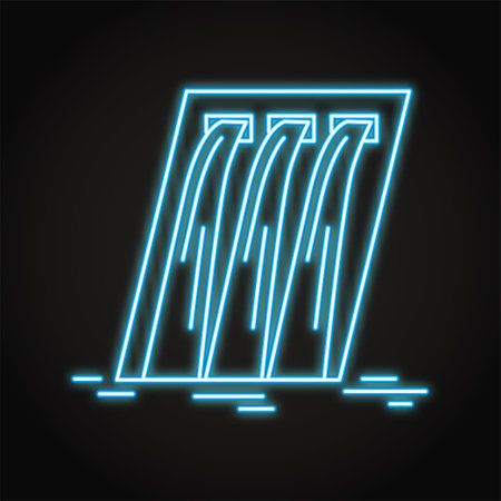 Neon hydroelectric station icon in line styleのイラスト素材