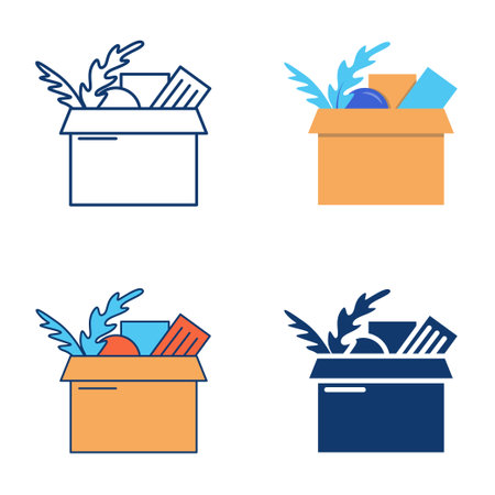 Box with things icon setのイラスト素材