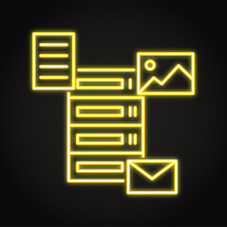 Data management neon icon in line styleのイラスト素材