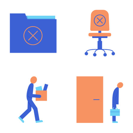 Staff reduction icon set in flat styleのイラスト素材