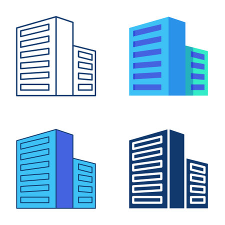Data center building icon setのイラスト素材