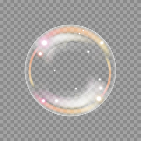 Colorful realistic soap bubble on transparent backgroundのイラスト素材