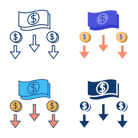 Deflation icon set in flat and line styleのイラスト素材