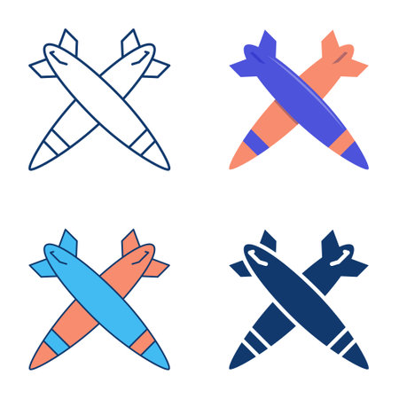War icon set in flat and line styleのイラスト素材
