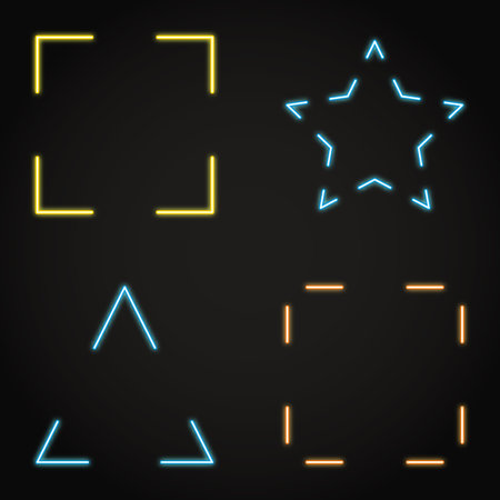 Neon shining geometric frames setのイラスト素材